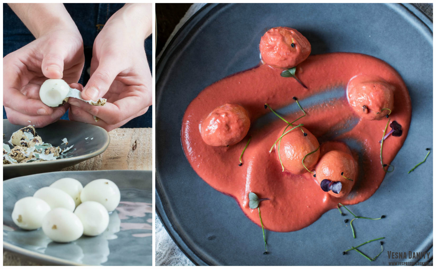 Curry de ouă de prepeliță cu unt și sfeclă